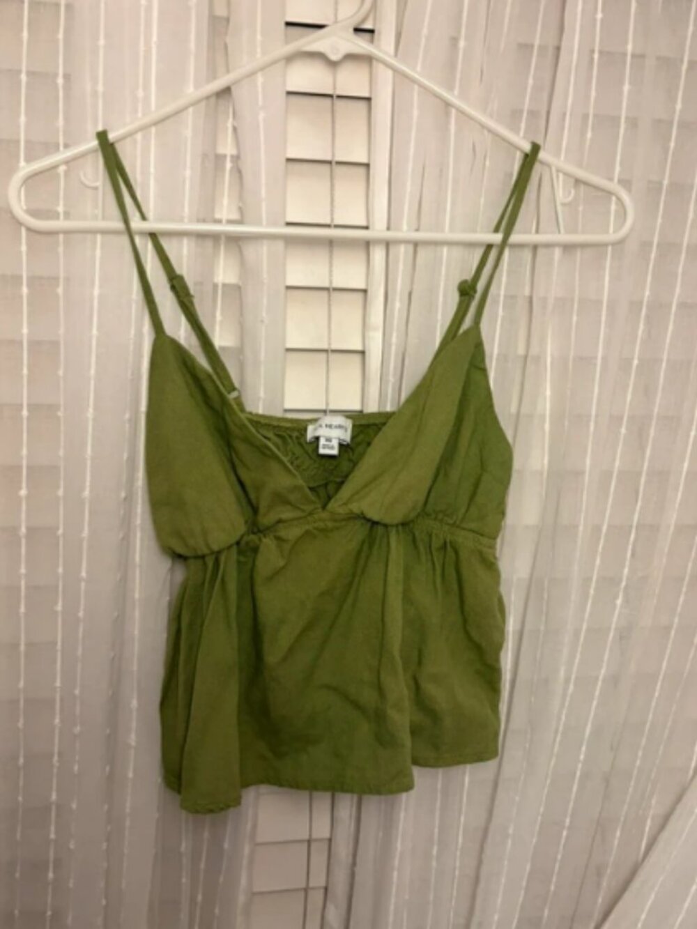 Green Spaghetti Strap Crop Top